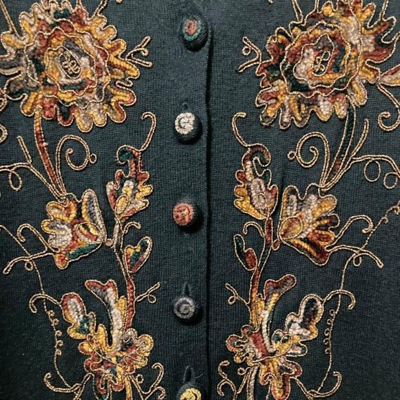 Vintage Carole Little Black Knit Button Front Sweater Maxi Dress Petite Medium - Picture 4 of 5